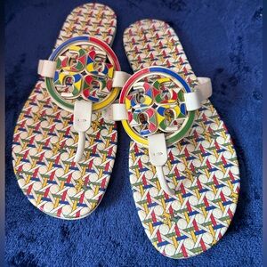 Tory Burch Miller Multicolor Print Sandals - Size 9